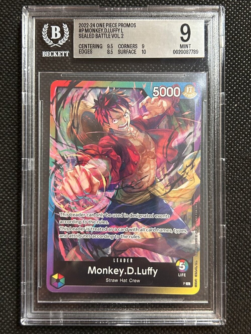 2024 ONE PIECE PROMOS SEALED BATTLE VOL.2 #P MONKEY D. LUFFY BGS 9 MINT